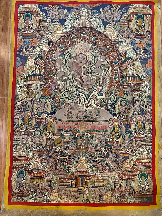 white Six Arm Mahakala thangka