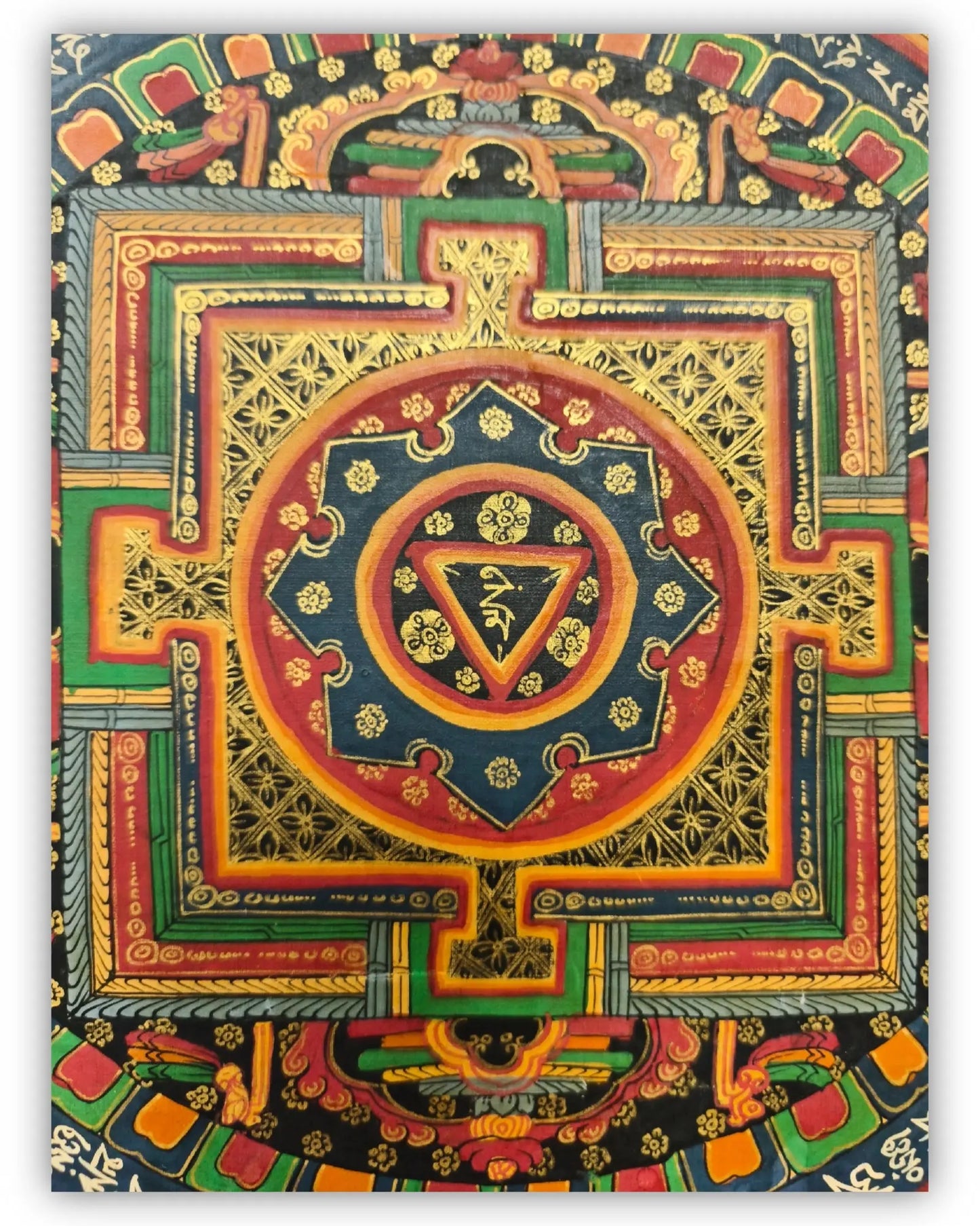 19世纪古董曼陀罗坛城唐卡2号：梵文箴言坛城