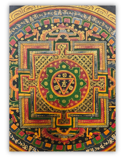 19世纪古董曼陀罗坛城唐卡6号：梵文箴言坛城