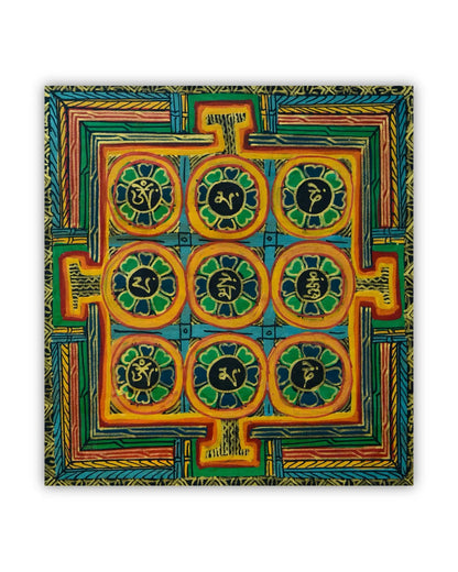 19世纪古董曼陀罗坛城唐卡1号：九宫箴言坛城