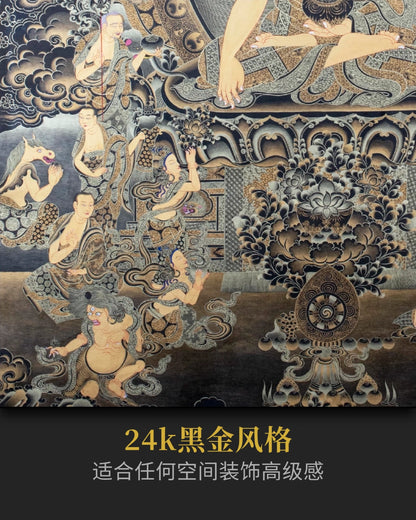黑金释迦摩尼唐卡 - 大师级手绘唐卡收藏投资
