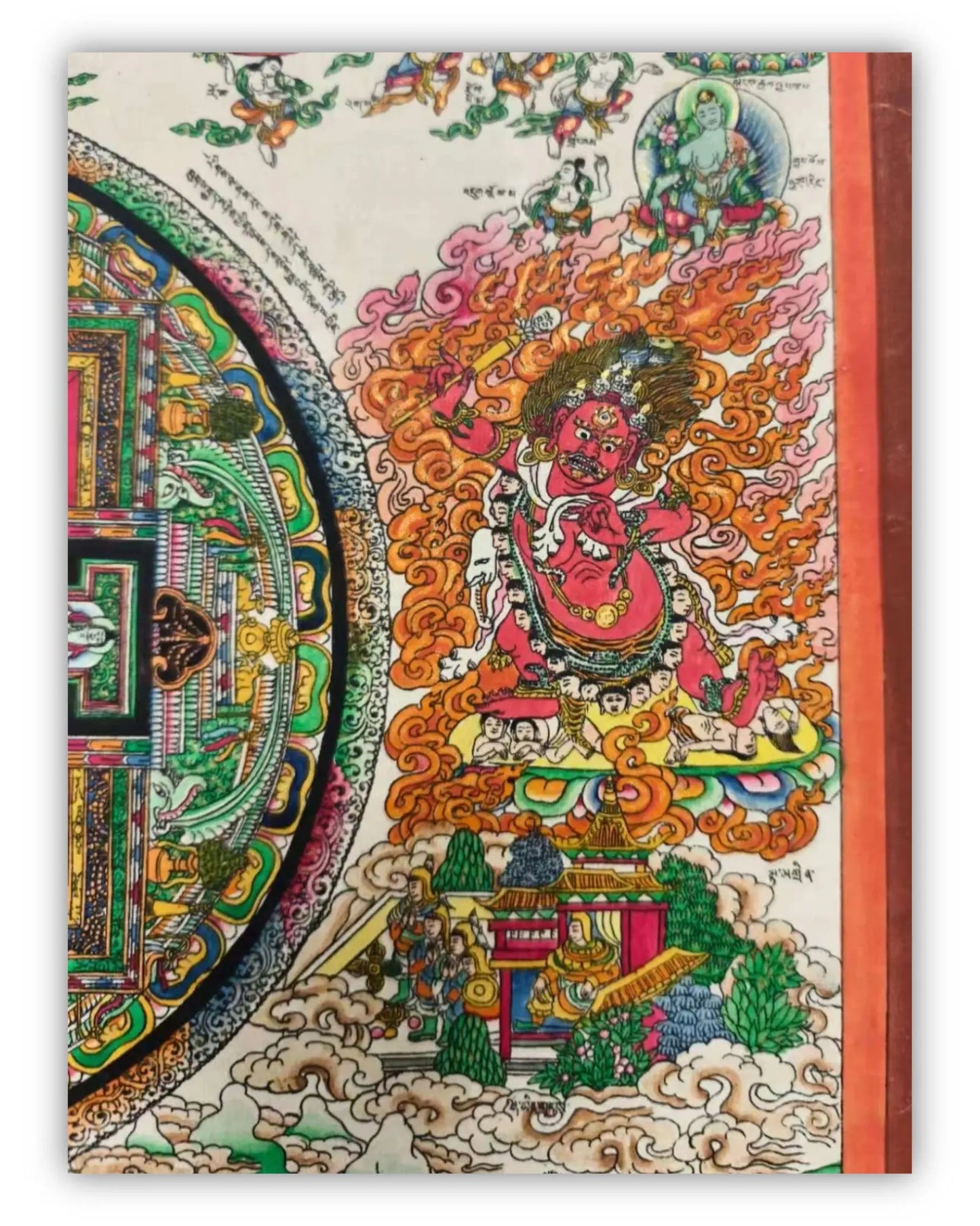 19世纪古董曼陀罗坛城唐卡8号：长寿佛坛城