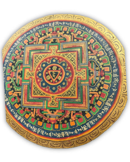 19世纪古董曼陀罗坛城唐卡2号：梵文箴言坛城