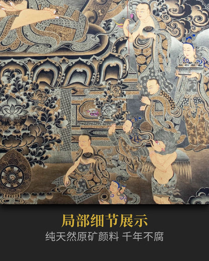 黑金释迦摩尼唐卡 - 大师级手绘唐卡收藏投资