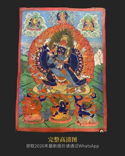 稀有十八世紀中期大威德金剛老唐卡- 保值增值