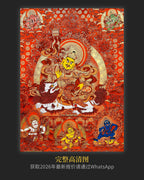 【Vermilion Red Thangka - Sangjiga】Wealth King Red Thangka - Master Hand-Painted with 24K Gold Outline | LamaCollect