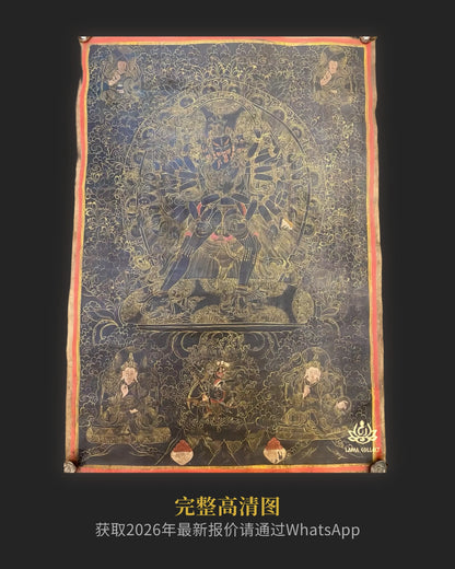 [黑金普賢菩薩唐卡] - 大師純手繪密宗精品唐卡