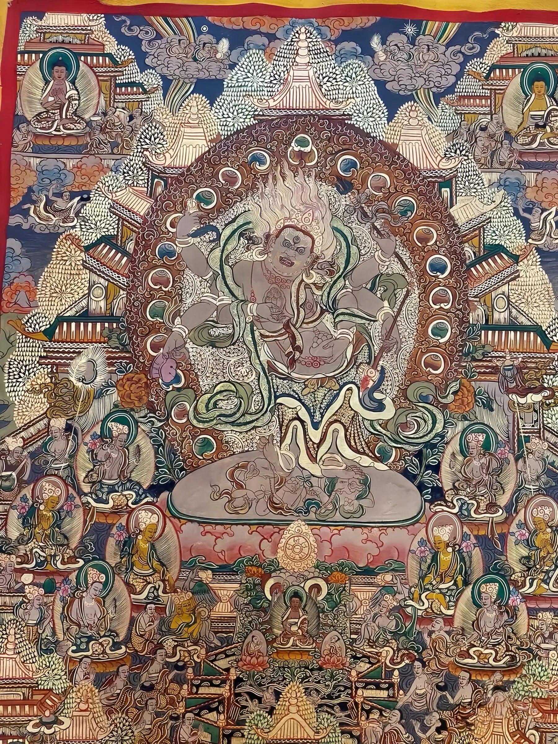 white Six Arm Mahakala thangka