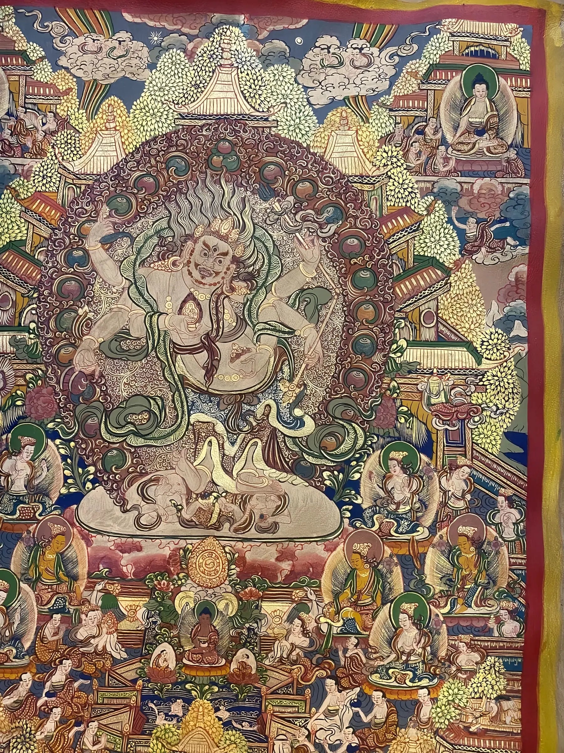 white Six Arm Mahakala thangka