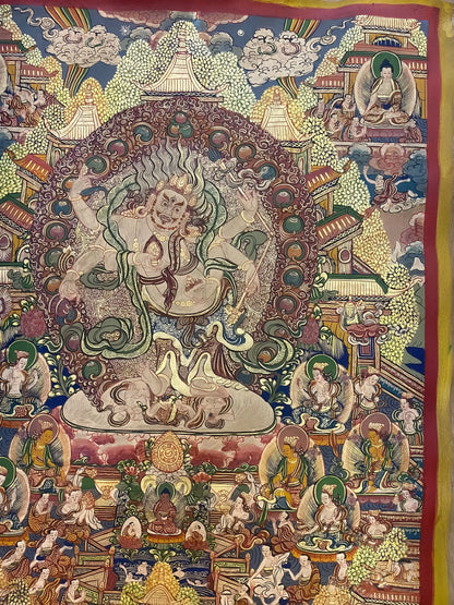 white Six Arm Mahakala thangka