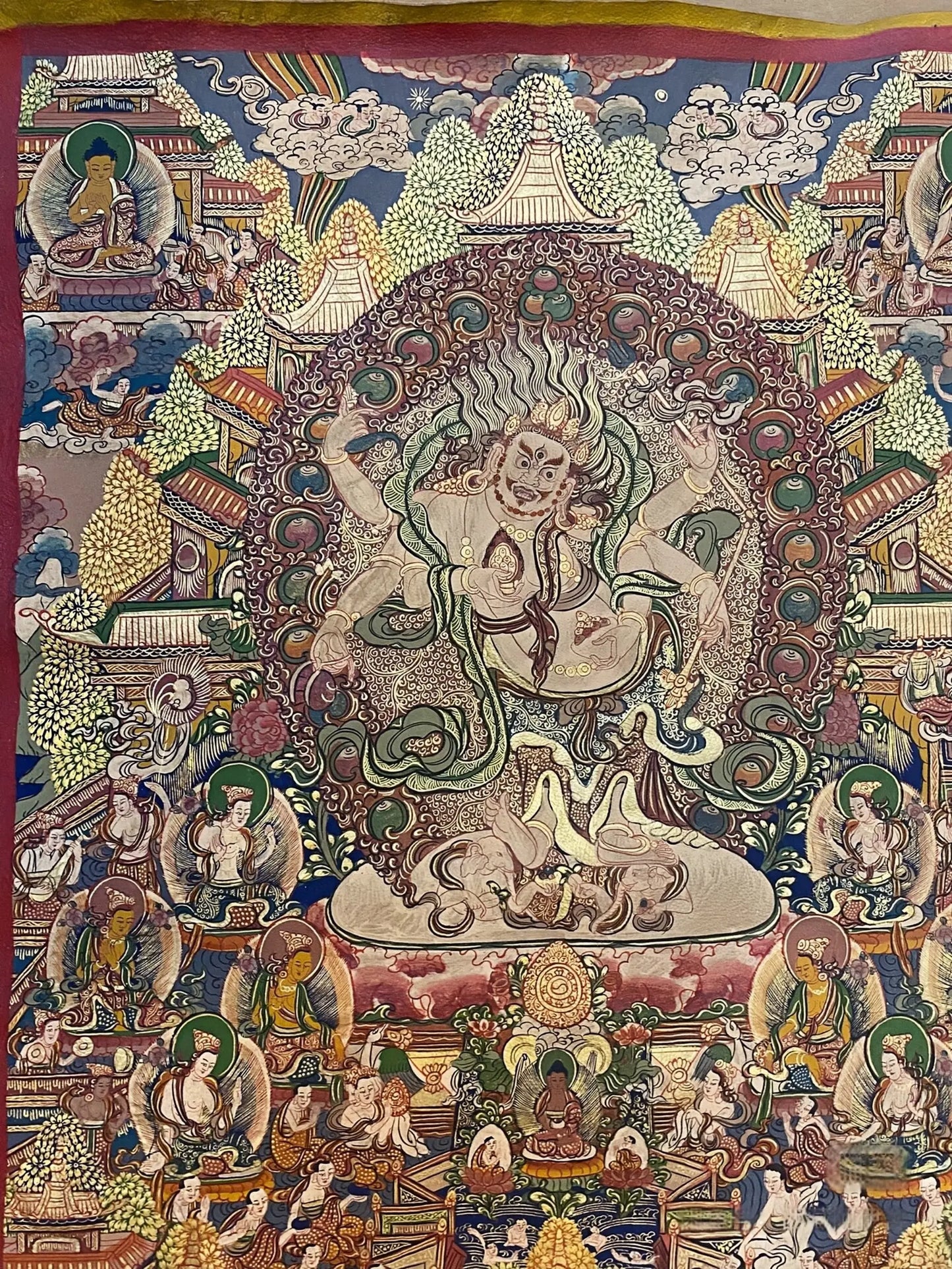 white Six Arm Mahakala thangka