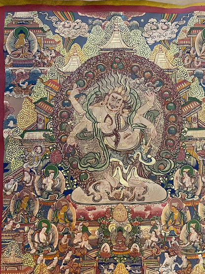 white Six Arm Mahakala thangka