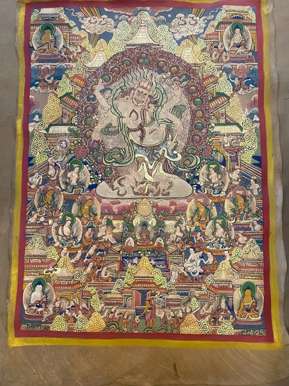 white Six Arm Mahakala thangka