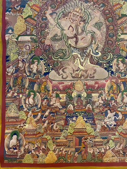 white Six Arm Mahakala thangka